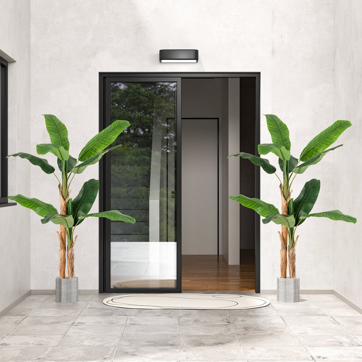 5.5/6.5 Feet Tall Artificial Banana Tree with 10/27 Large Leaves-5.5 ft-Artificial Plants-DECOROLALA