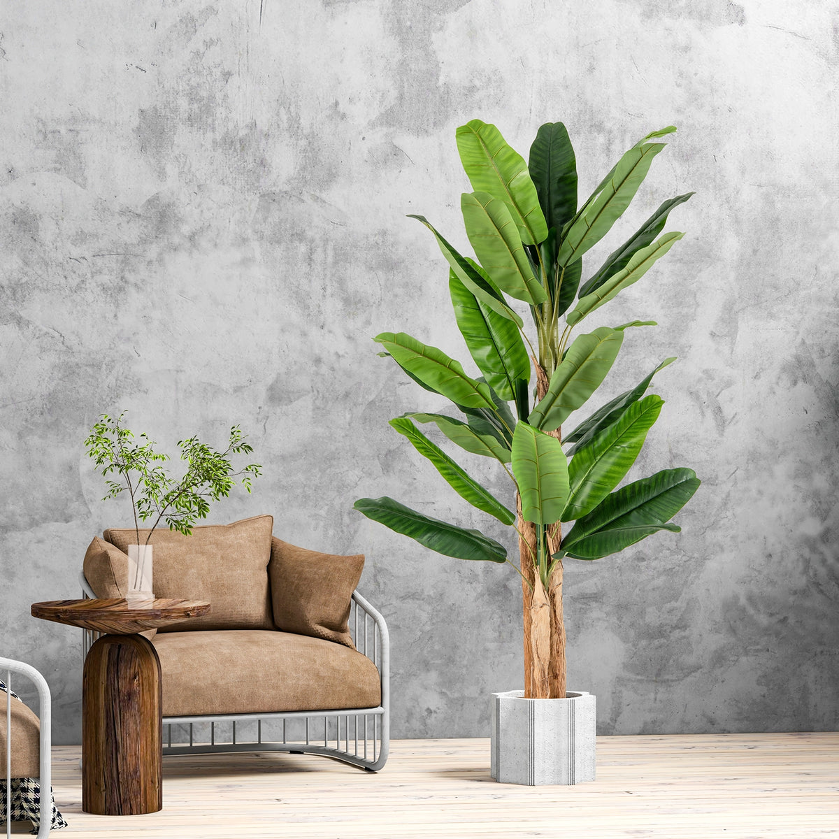 5.5/6.5 Feet Tall Artificial Banana Tree with 10/27 Large Leaves-6.5 ft-Artificial Plants-DECOROLALA
