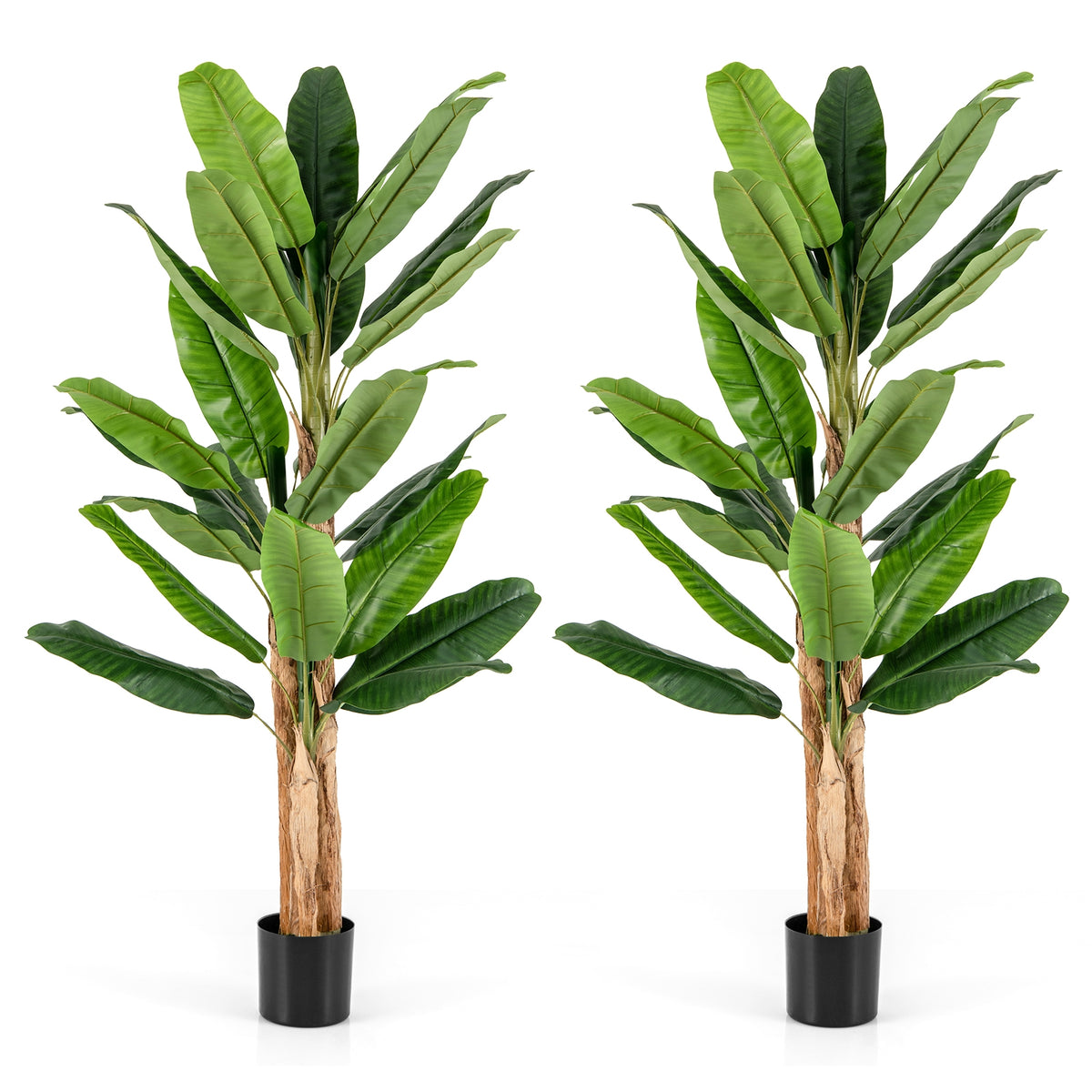 5.5/6.5 Feet Tall Artificial Banana Tree with 10/27 Large Leaves-6.5 ft-Artificial Plants-DECOROLALA
