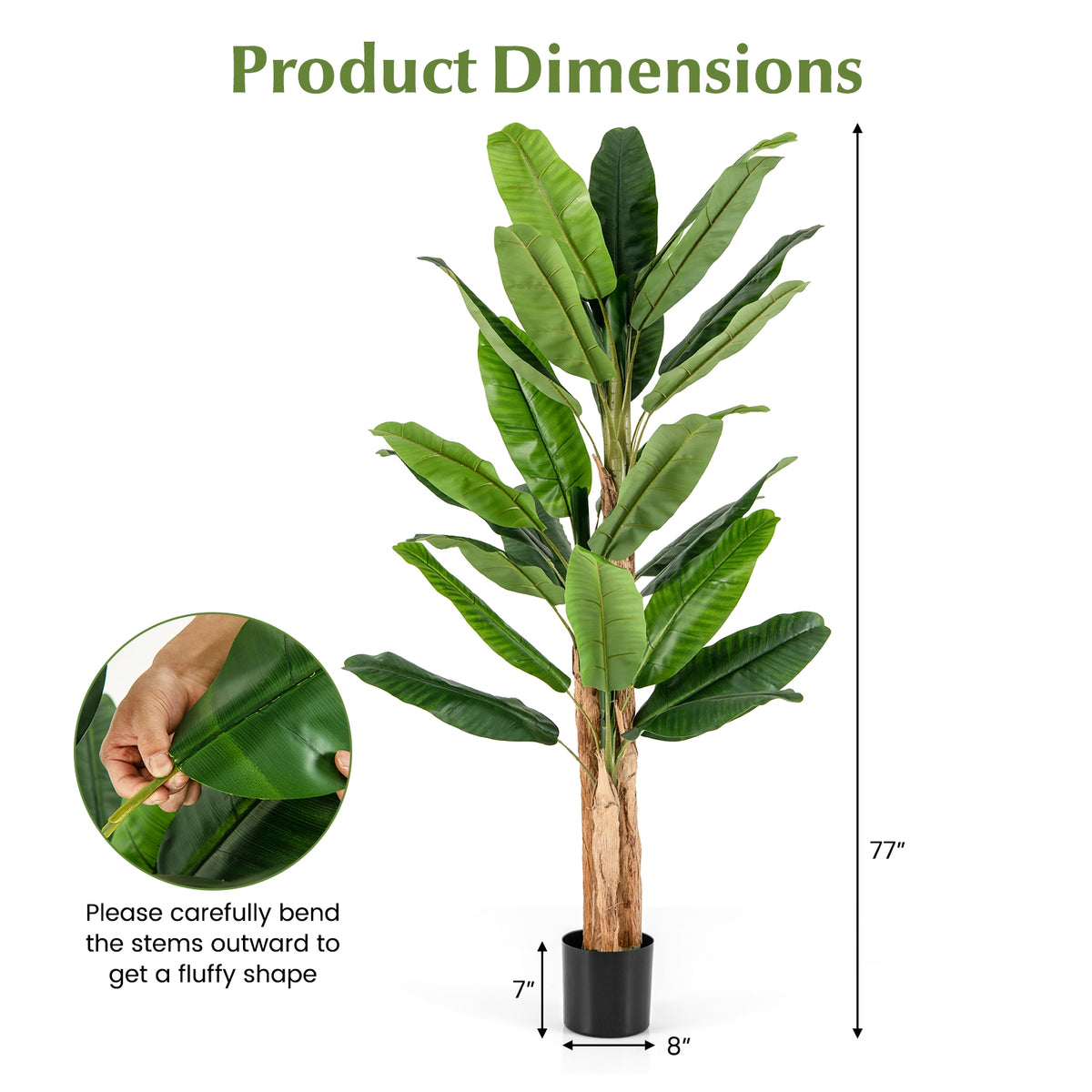 5.5/6.5 Feet Tall Artificial Banana Tree with 10/27 Large Leaves-6.5 ft-Artificial Plants-DECOROLALA