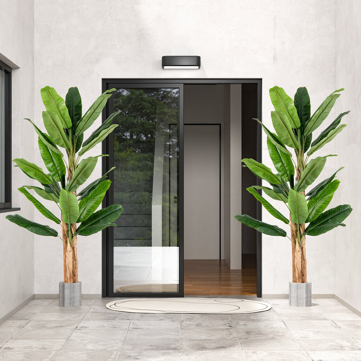 5.5/6.5 Feet Tall Artificial Banana Tree with 10/27 Large Leaves-6.5 ft-Artificial Plants-DECOROLALA