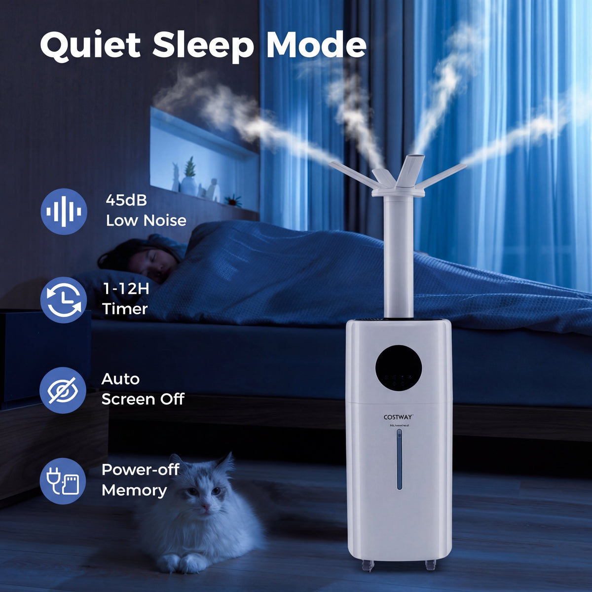 5.5Gal Humidifier with 360° Nozzles and Wheels for Large Room-White-Dehumidifiers-DECOROLALA