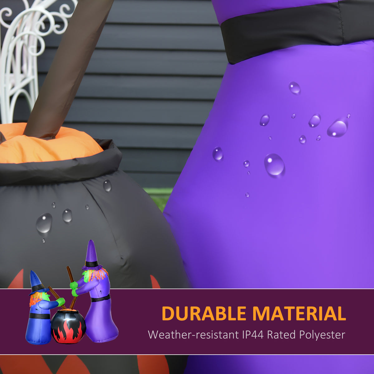 5.5ft Inflatable Witches with Cauldron LED Decoration-Home Furnishings > Holiday & Seasonal > Halloween Decorations-DECOROLALA