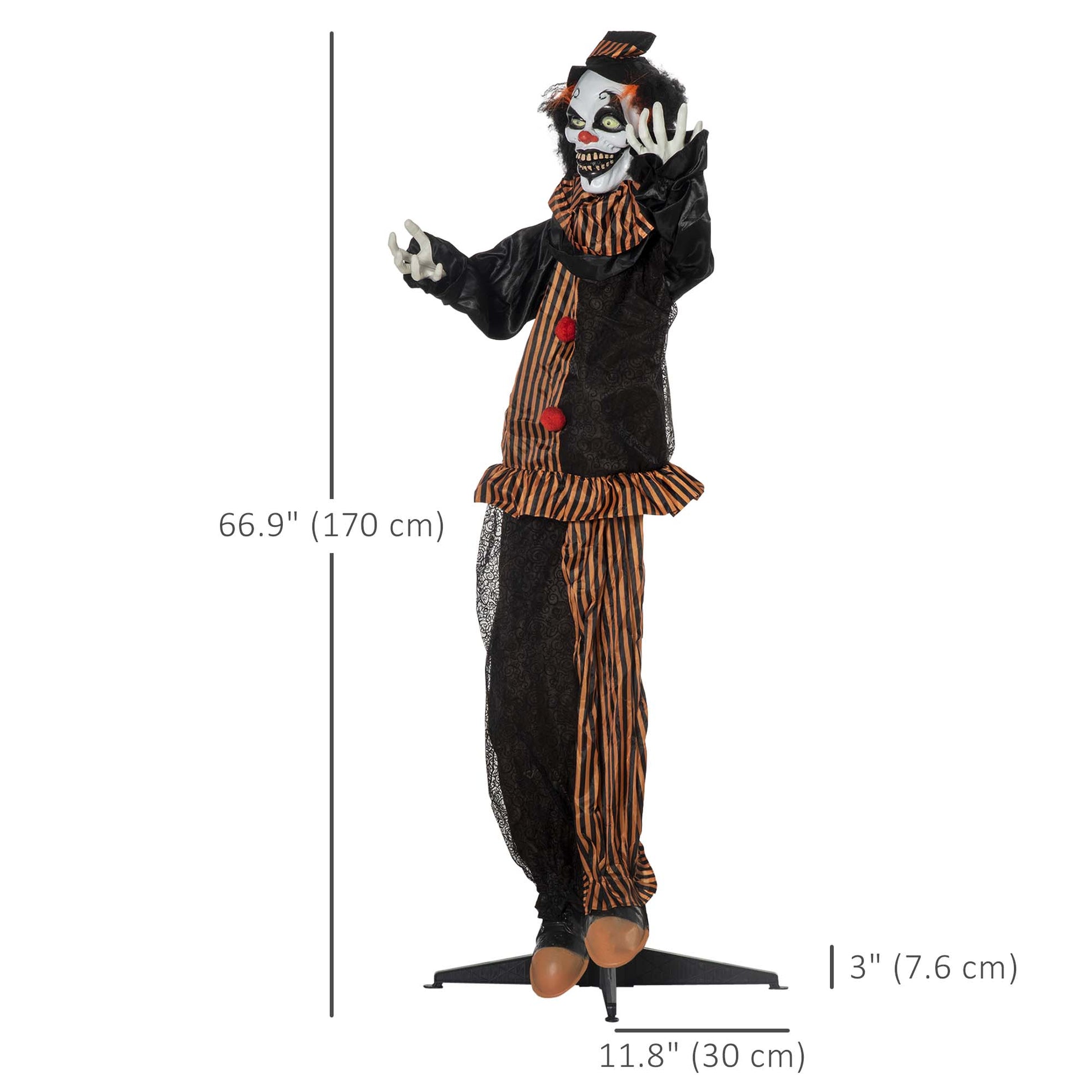 5.6' Animated Halloween Clown - Light Up Eyes & Sound-Home Furnishings > Holiday & Seasonal > Halloween Decorations-DECOROLALA