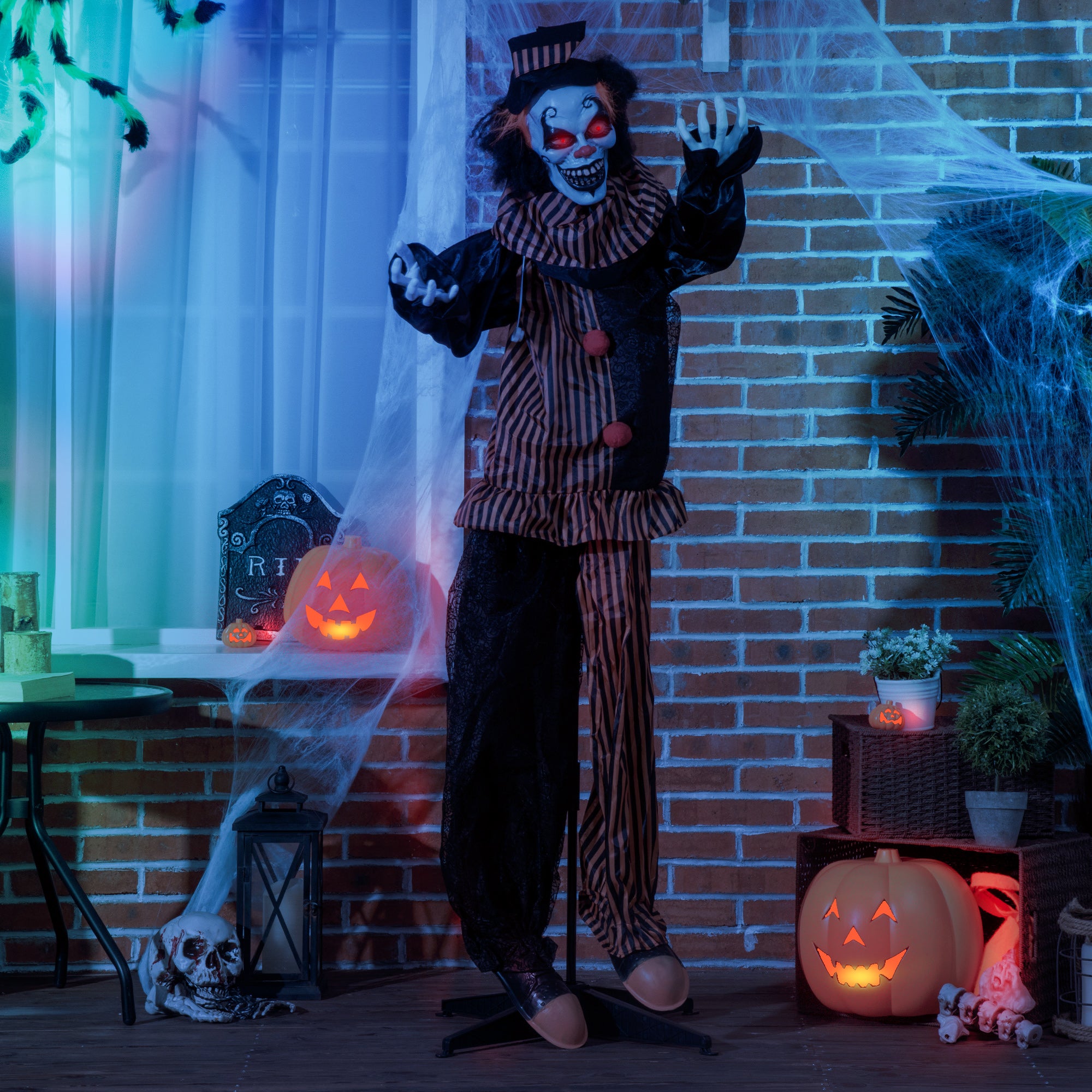 5.6' Animated Halloween Clown - Light Up Eyes & Sound-Home Furnishings > Holiday & Seasonal > Halloween Decorations-DECOROLALA