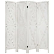 5.6 Ft 4 Panels Folding Wooden Room Divider-White-Room Dividers-DECOROLALA