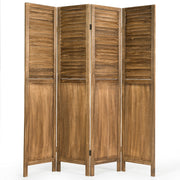5.6 Ft Tall 4 Panel Folding Privacy Room Divider-Wood-Room Dividers-DECOROLALA