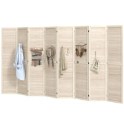 5.6 Ft. Tall 8-Panel Room Divider, Pegboard Panel Folding Privacy Screen, Partition Wall Divider for Bedroom, Natural-Home Furnishings > Living Room Furniture > Room Dividers-DECOROLALA