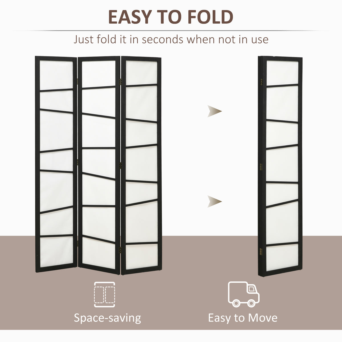 5.6ft Folding Room Divider - 3 Panel Wood Privacy Screen White-Home Furnishings > Living Room Furniture > Room Dividers-DECOROLALA