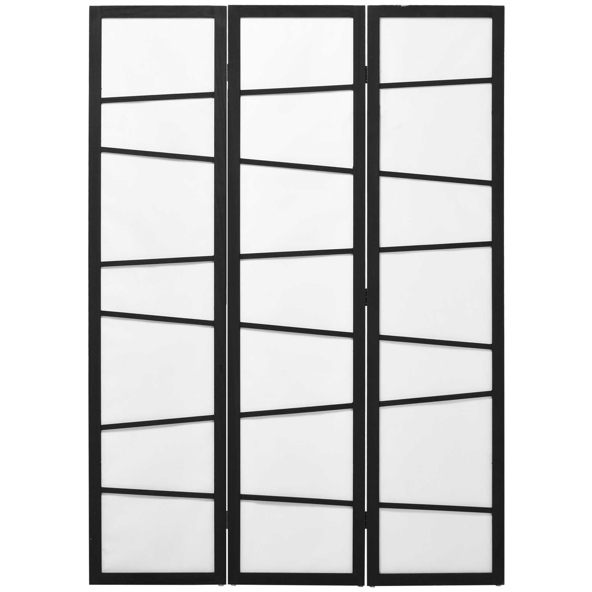 5.6ft Folding Room Divider - 3 Panel Wood Privacy Screen White-Home Furnishings > Living Room Furniture > Room Dividers-DECOROLALA