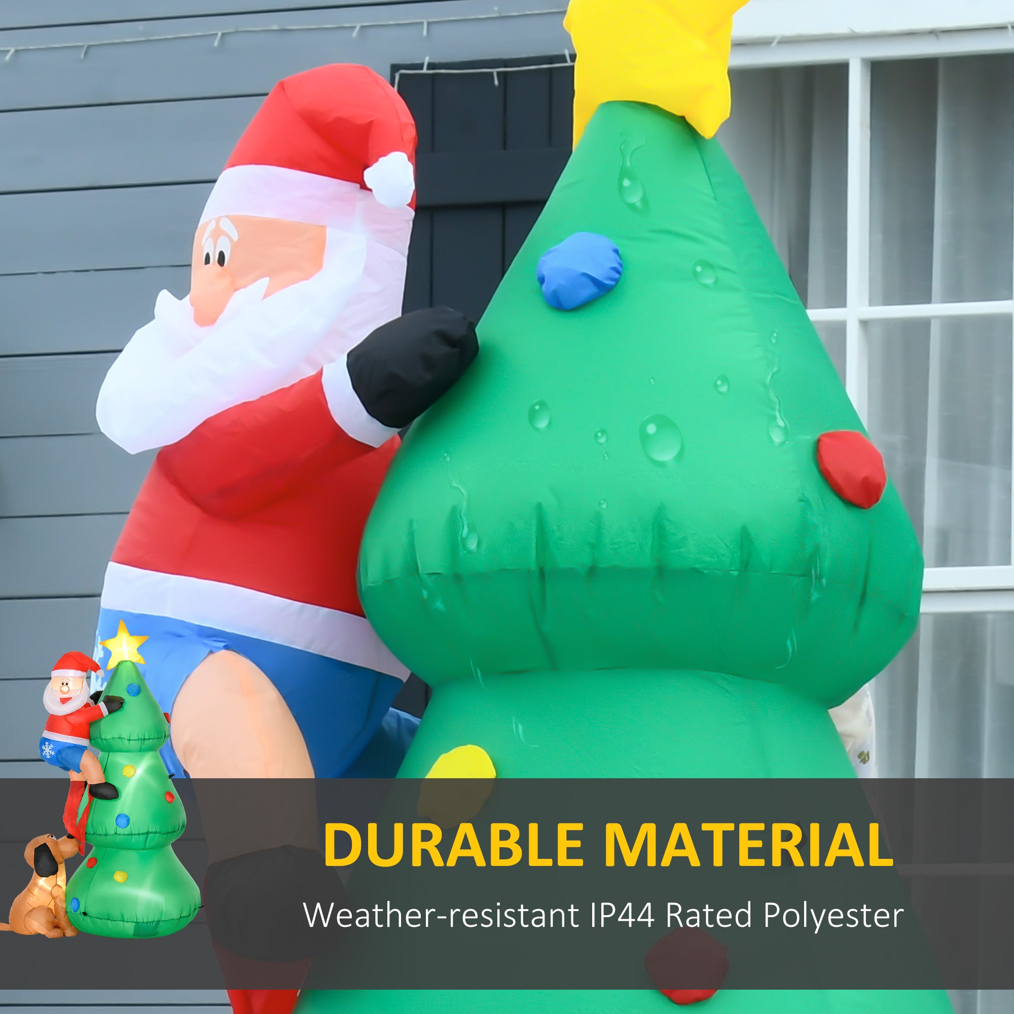 5.9ft Inflatable Christmas Tree, Santa Claus, Dog, LED Lights, Indoor, Outdoor, Home, Garden, Lawn, Decoration-Home Furnishings > Holiday & Seasonal > Christmas Decorations > Christmas Inflatables-DECOROLALA