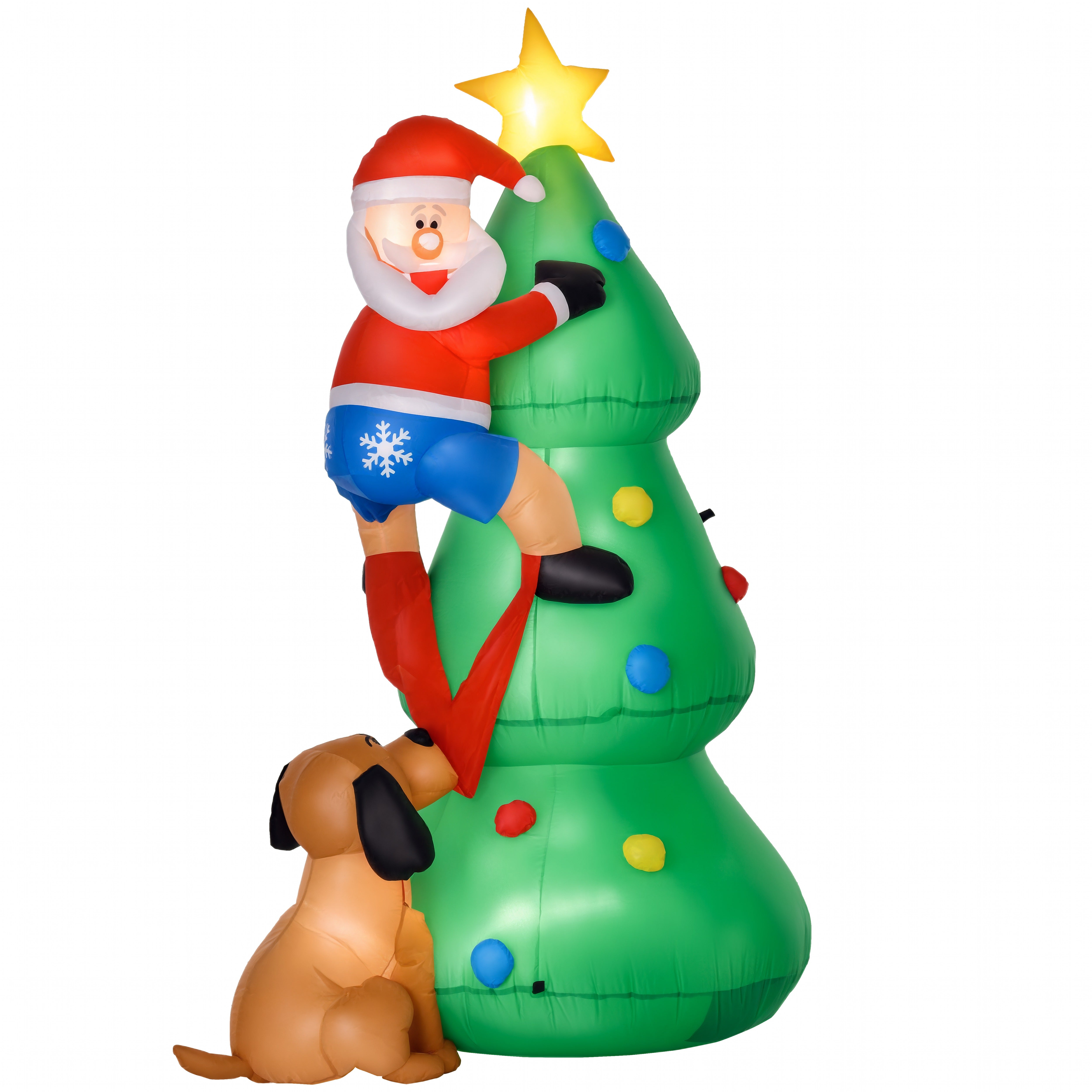 5.9ft Inflatable Christmas Tree, Santa Claus, Dog, LED Lights, Indoor, Outdoor, Home, Garden, Lawn, Decoration-Home Furnishings > Holiday & Seasonal > Christmas Decorations > Christmas Inflatables-DECOROLALA