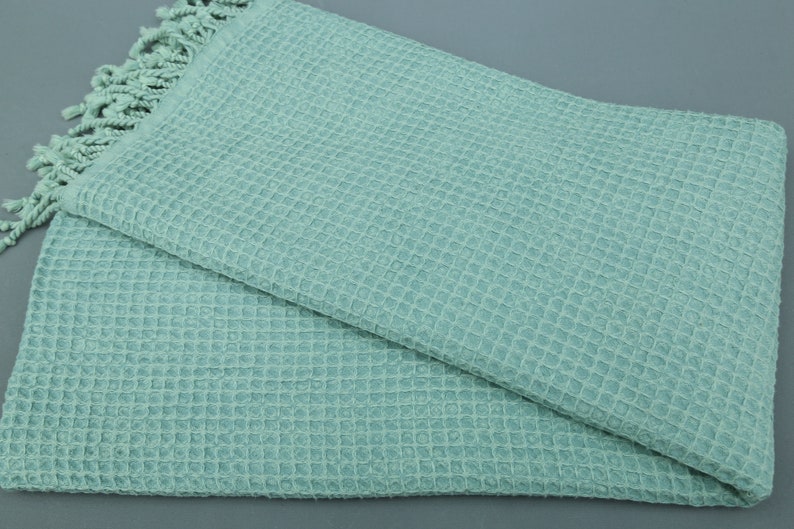 WAFFLE MINT TURKISH TOWEL-Turkish Towel-DECOROLALA