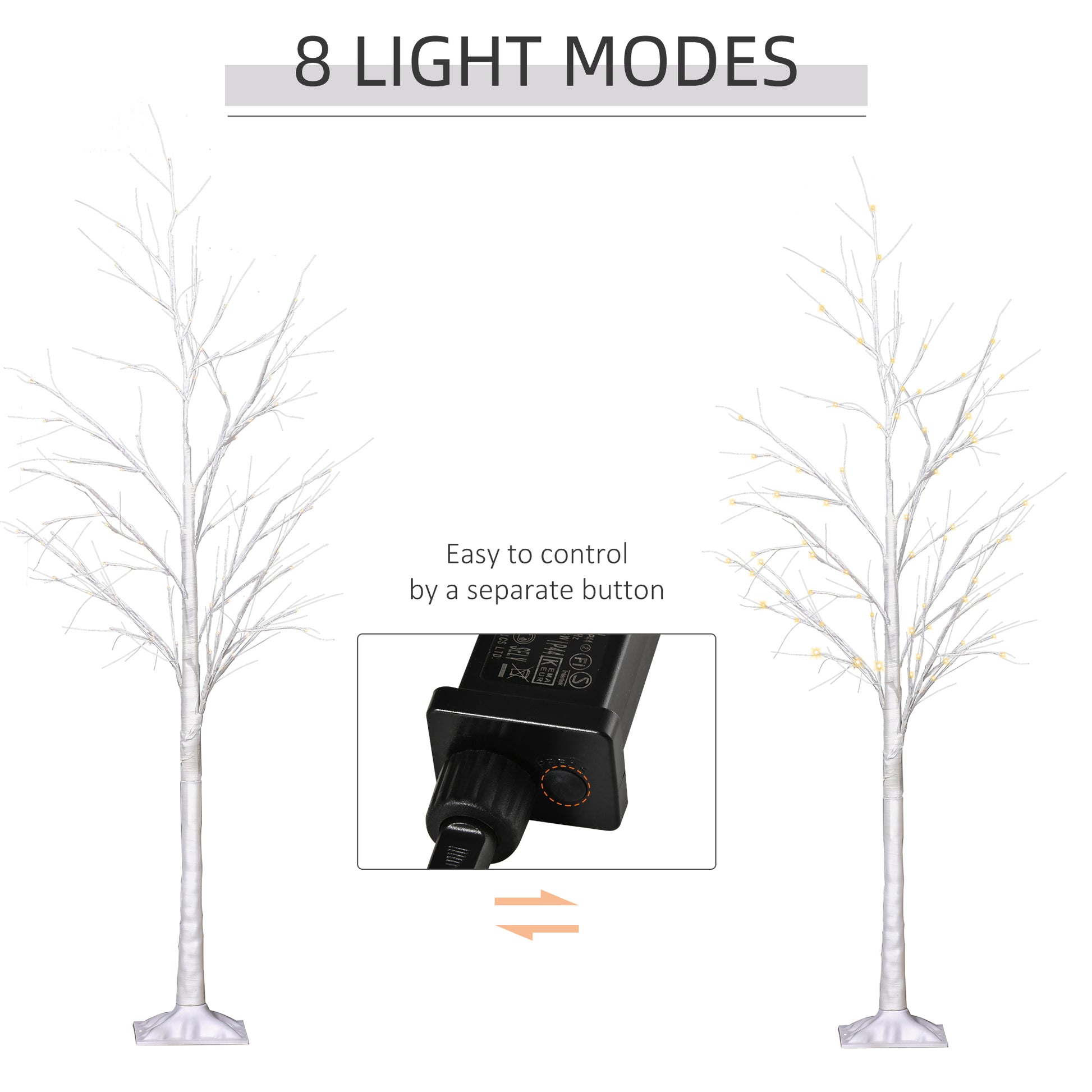 5ft Artificial Birch Tree Light - 58 LED 8 Modes White-Home Furnishings > Holiday & Seasonal > Christmas Decorations > Artificial Tree Light-DECOROLALA