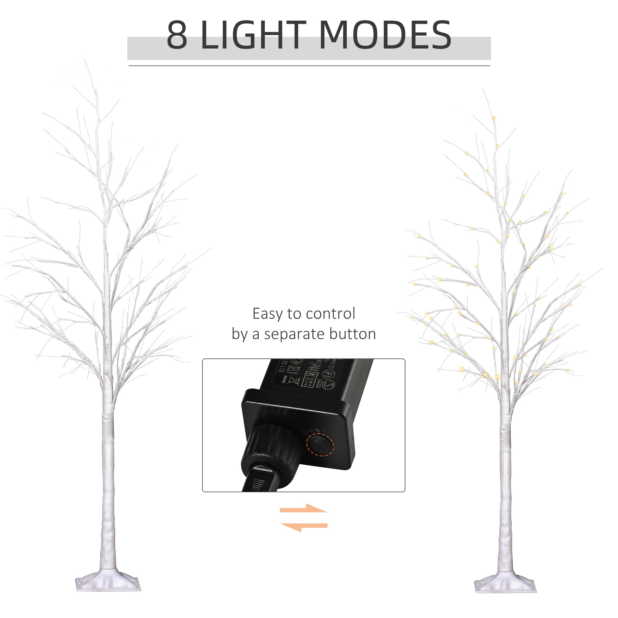 5ft Artificial Birch Tree Light - 58 LED 8 Modes White-Home Furnishings > Holiday & Seasonal > Christmas Decorations > Artificial Tree Light-DECOROLALA