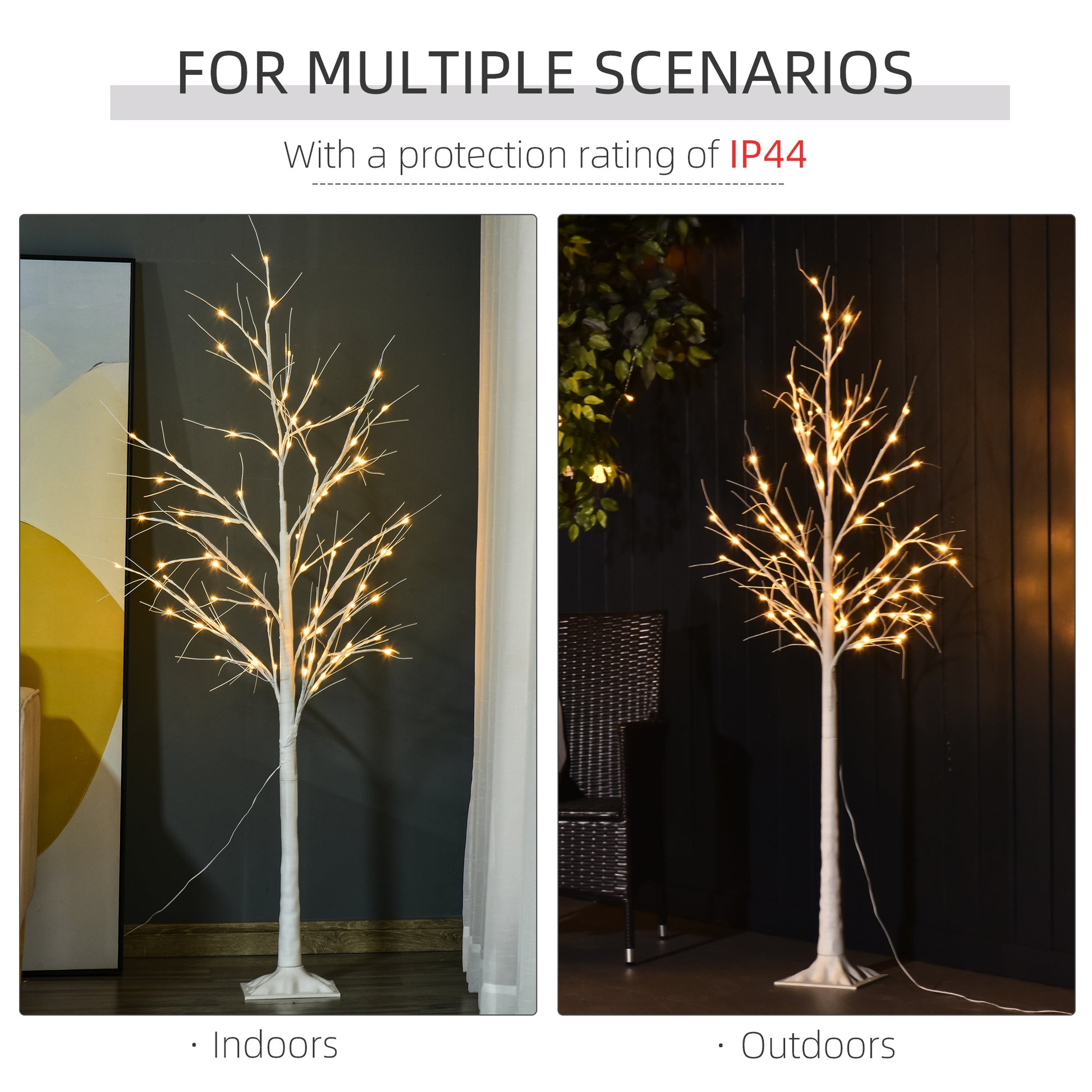 5ft Artificial Birch Tree Light - 58 LED 8 Modes White-Home Furnishings > Holiday & Seasonal > Christmas Decorations > Artificial Tree Light-DECOROLALA
