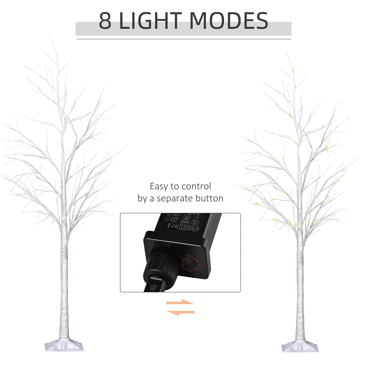 5ft Artificial Birch Tree Light - 58 LED 8 Modes White-Home Furnishings > Holiday & Seasonal > Christmas Decorations > Artificial Tree Light-DECOROLALA
