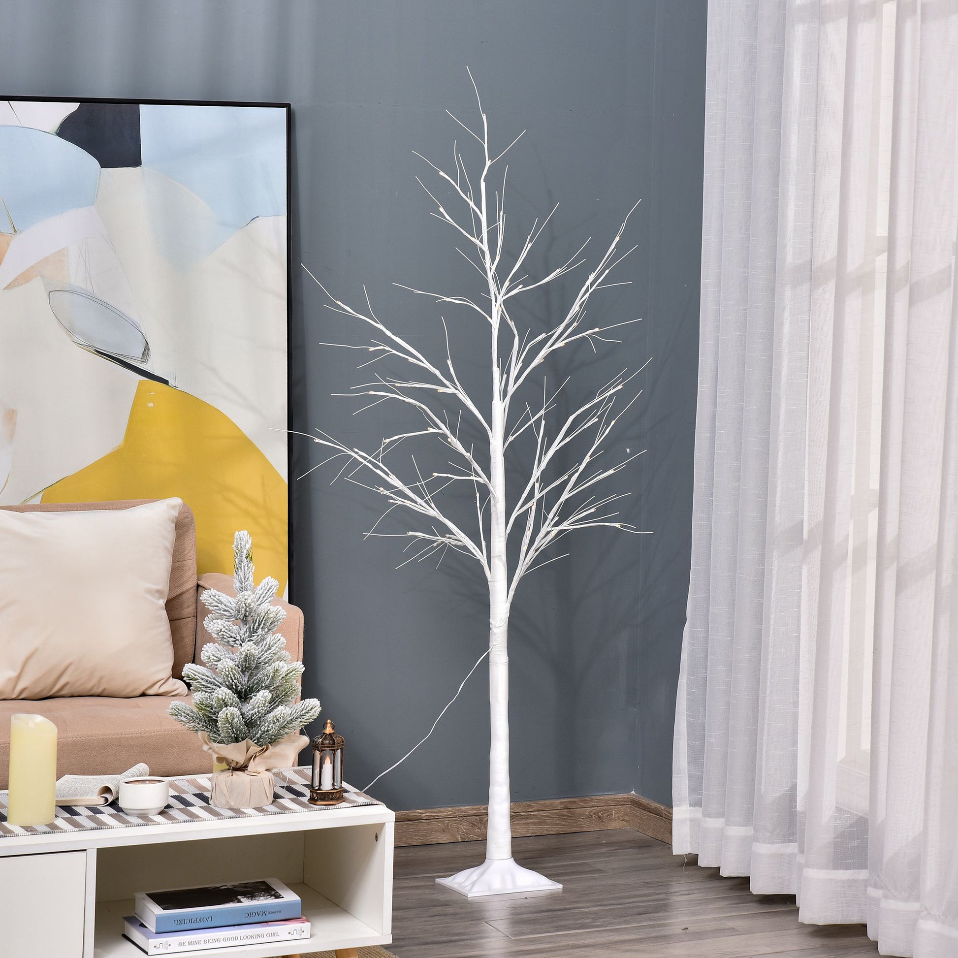 5ft Artificial Birch Tree Light - 58 LED 8 Modes White-Home Furnishings > Holiday & Seasonal > Christmas Decorations > Artificial Tree Light-DECOROLALA