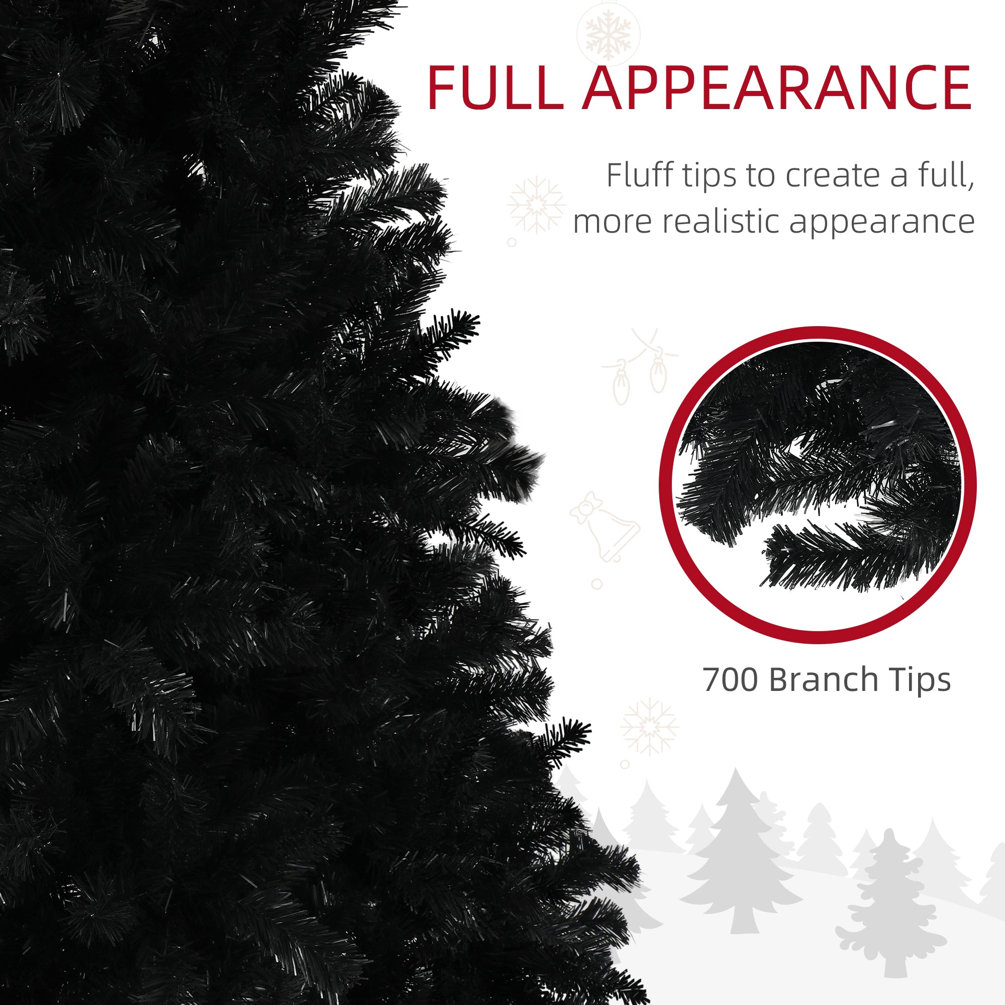 5ft Artificial Christmas Tree - Black Hinged 700 Tips-Home Furnishings > Holiday & Seasonal > Christmas Trees > Artificial Christmas Trees-DECOROLALA