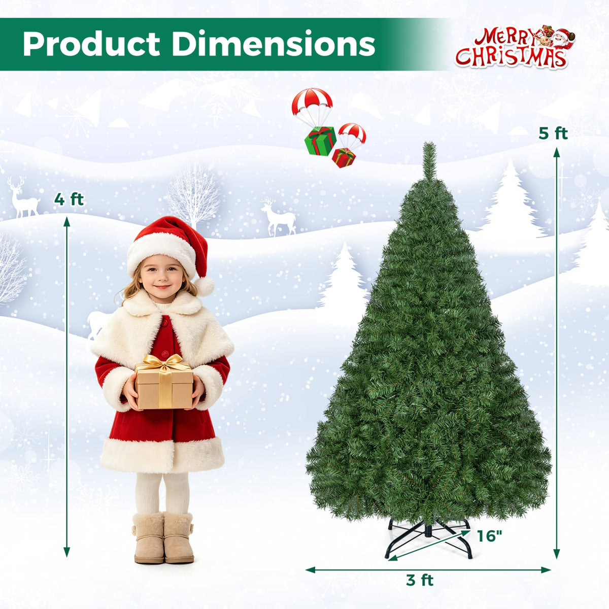 5ft Automatic Christmas Tree with 519 Full PVC Branch Tips-Christmas Trees-DECOROLALA