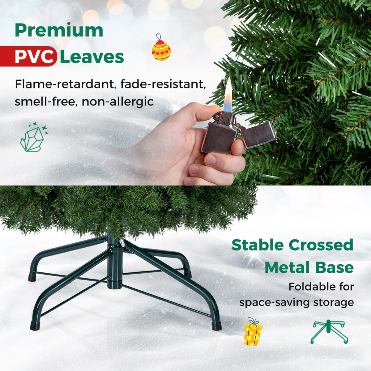 5ft Automatic Christmas Tree with 519 Full PVC Branch Tips-Christmas Trees-DECOROLALA