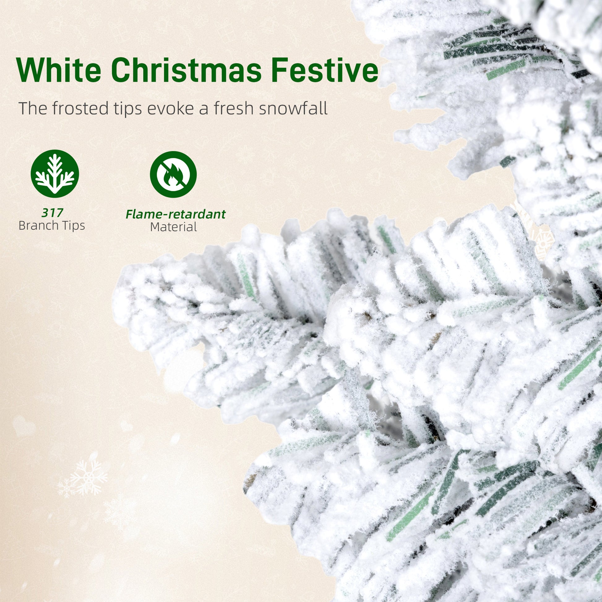 5ft Flocked Pencil Christmas Tree - Pre-lit Dual Color LED-Home Furnishings > Holiday & Seasonal > Christmas Trees > Flocked Christmas Trees-DECOROLALA