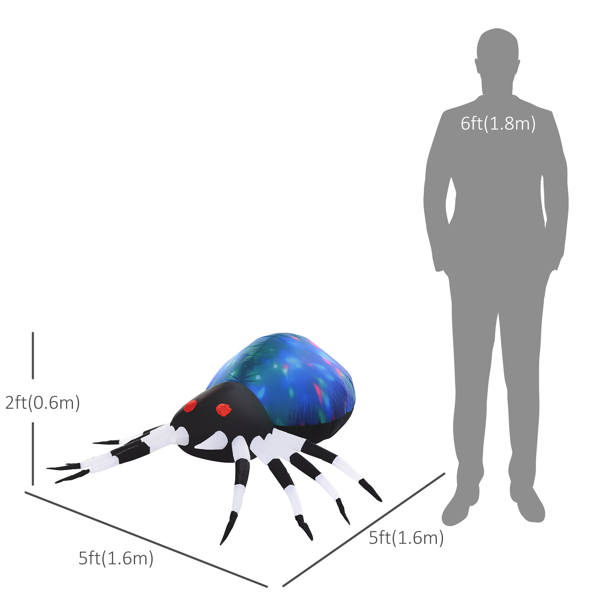 5ft Halloween Giant Spider LED Inflatable Decoration-Home Furnishings > Holiday & Seasonal > Halloween Decorations-DECOROLALA