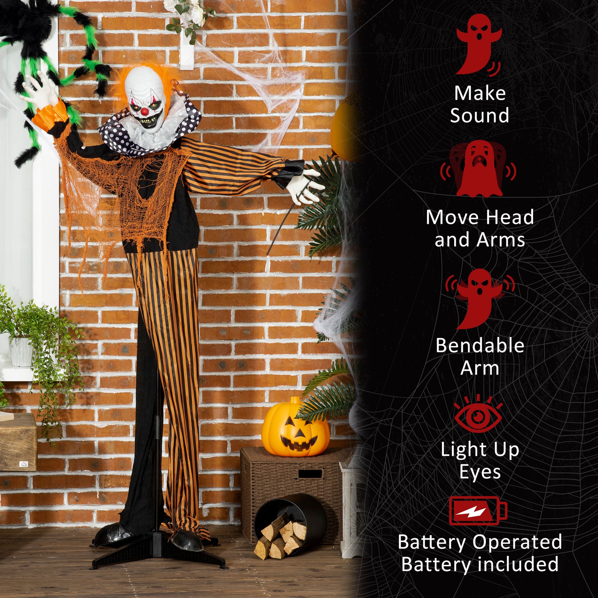 5ft Life Size Animated Talking Halloween Circus Clown-Home Furnishings > Holiday & Seasonal > Halloween Decorations-DECOROLALA