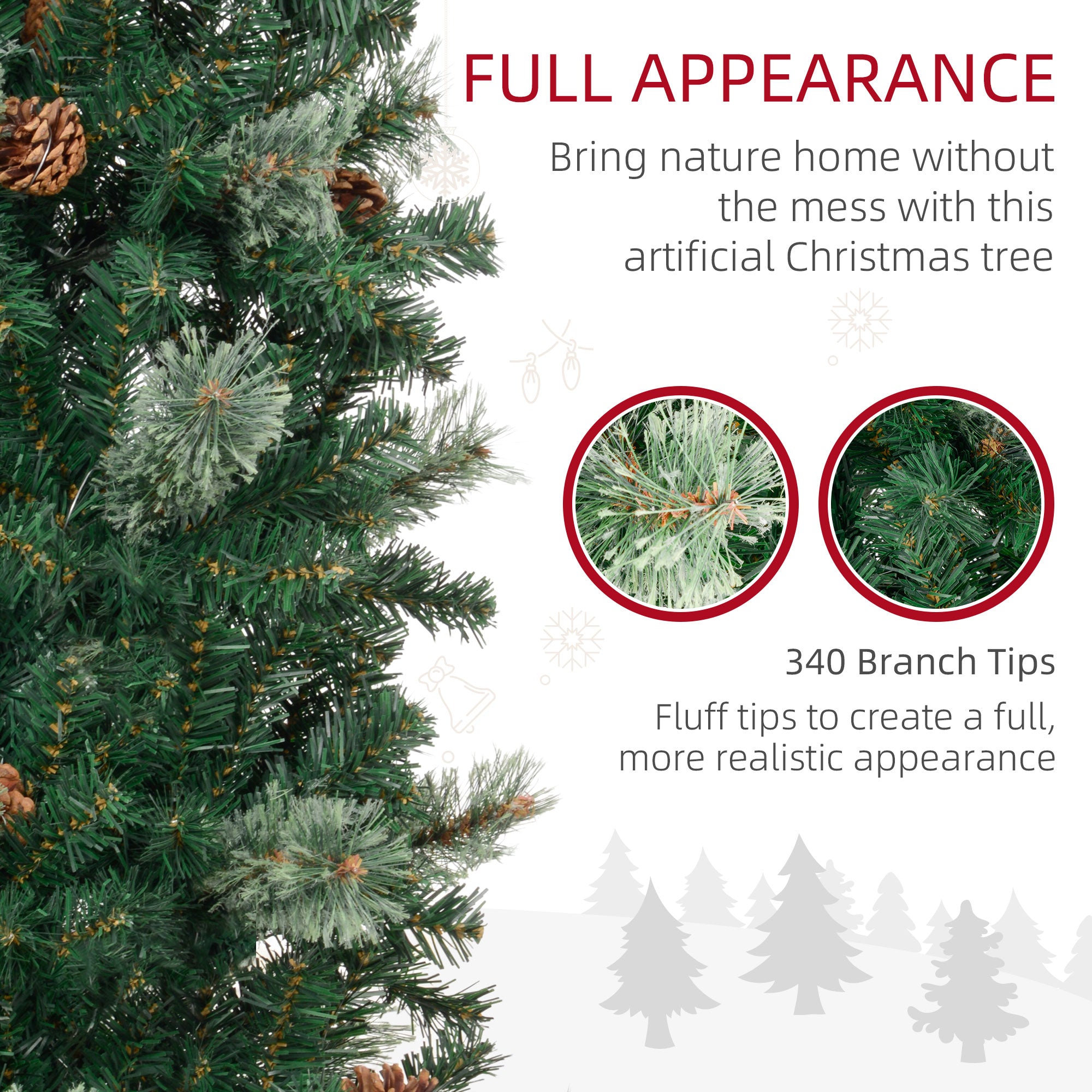 5ft Pencil Christmas Tree with Pine Cones - Green-Home Furnishings > Holiday & Seasonal > Christmas Trees > Pencil Christmas Trees-DECOROLALA