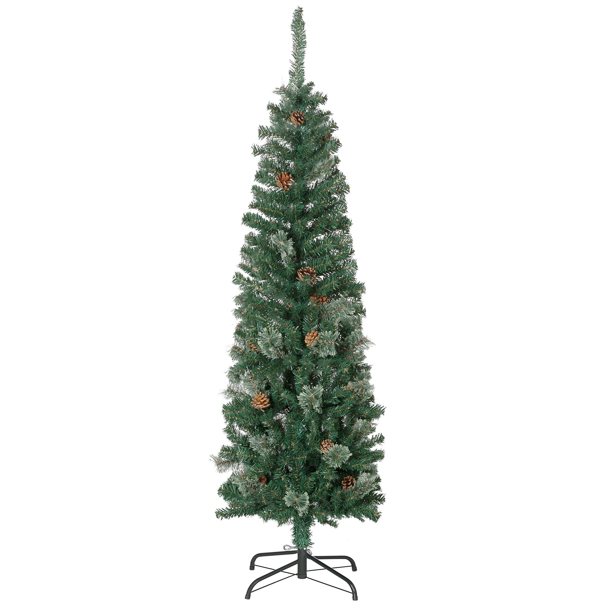 5ft Pencil Christmas Tree with Pine Cones - Green-Home Furnishings > Holiday & Seasonal > Christmas Trees > Pencil Christmas Trees-DECOROLALA