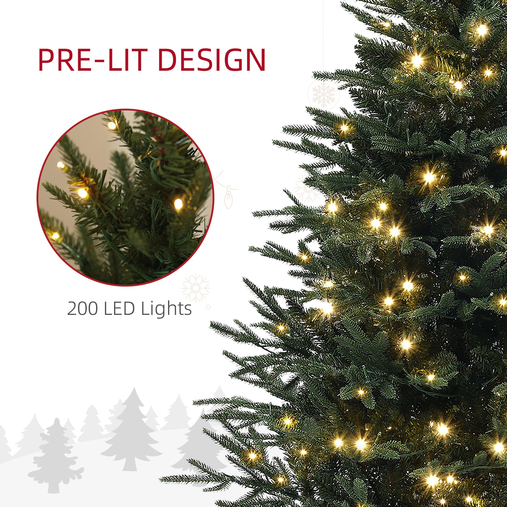 5ft Prelit Artificial Christmas Tree - Green 200 LED Lights-Home Furnishings > Holiday & Seasonal > Christmas Trees > Pre Lit Christmas Trees-DECOROLALA