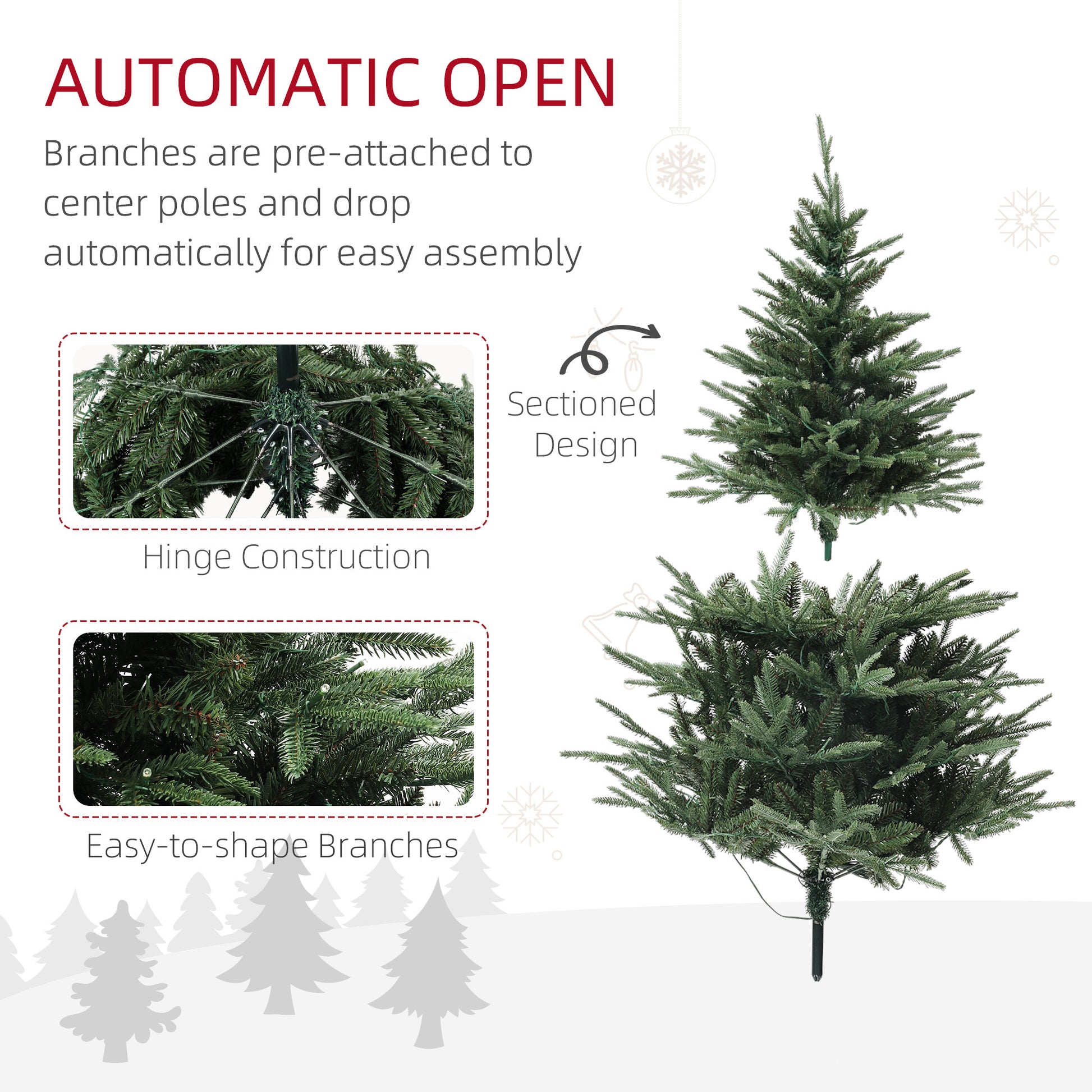 5ft Prelit Artificial Christmas Tree - Green 200 LED Lights-Home Furnishings > Holiday & Seasonal > Christmas Trees > Pre Lit Christmas Trees-DECOROLALA