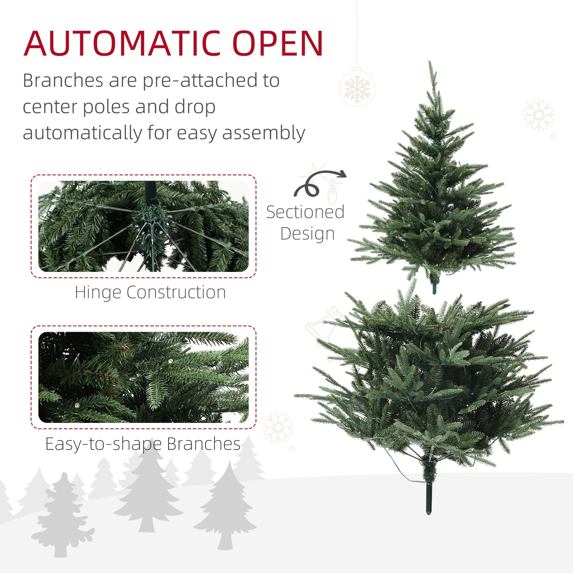 5ft Prelit Artificial Christmas Tree - Green 200 LED Lights-Home Furnishings > Holiday & Seasonal > Christmas Trees > Pre Lit Christmas Trees-DECOROLALA