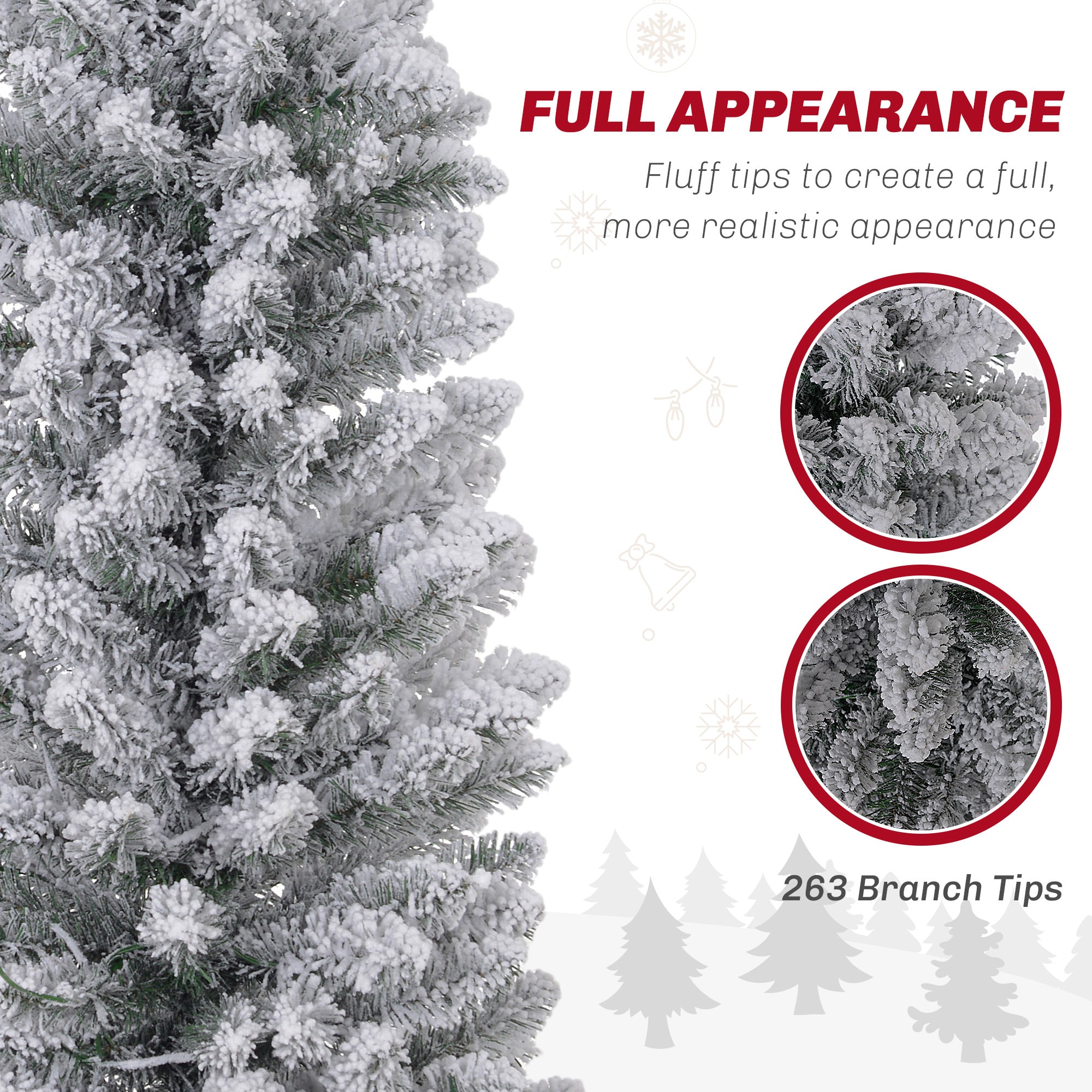5ft Prelit Pencil Christmas Tree - Snow Flocked 120 LED-Home Furnishings > Holiday & Seasonal > Christmas Trees > Pre Lit Christmas Trees-DECOROLALA