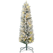 5ft Prelit Pencil Christmas Tree - Snow Flocked 120 LED-Home Furnishings > Holiday & Seasonal > Christmas Trees > Pre Lit Christmas Trees-DECOROLALA