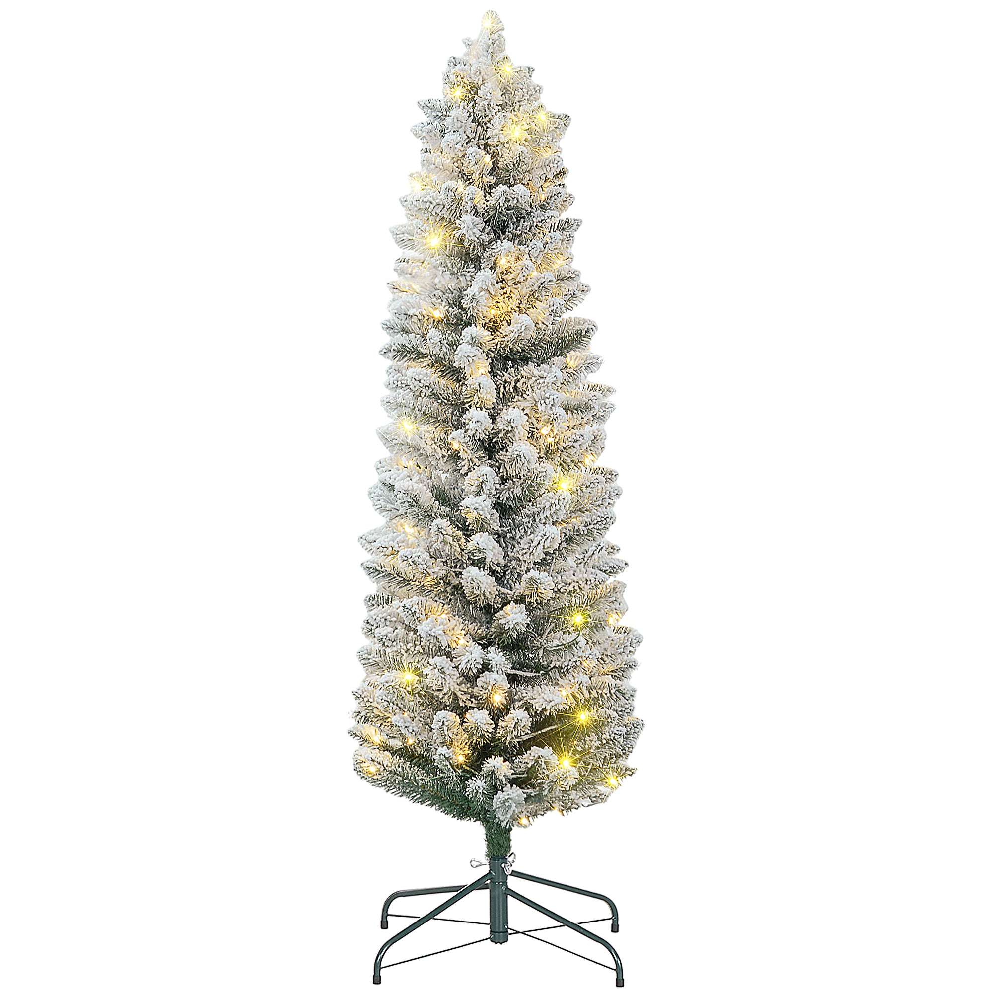 5ft Prelit Pencil Christmas Tree - Snow Flocked 120 LED-Home Furnishings > Holiday & Seasonal > Christmas Trees > Pre Lit Christmas Trees-DECOROLALA