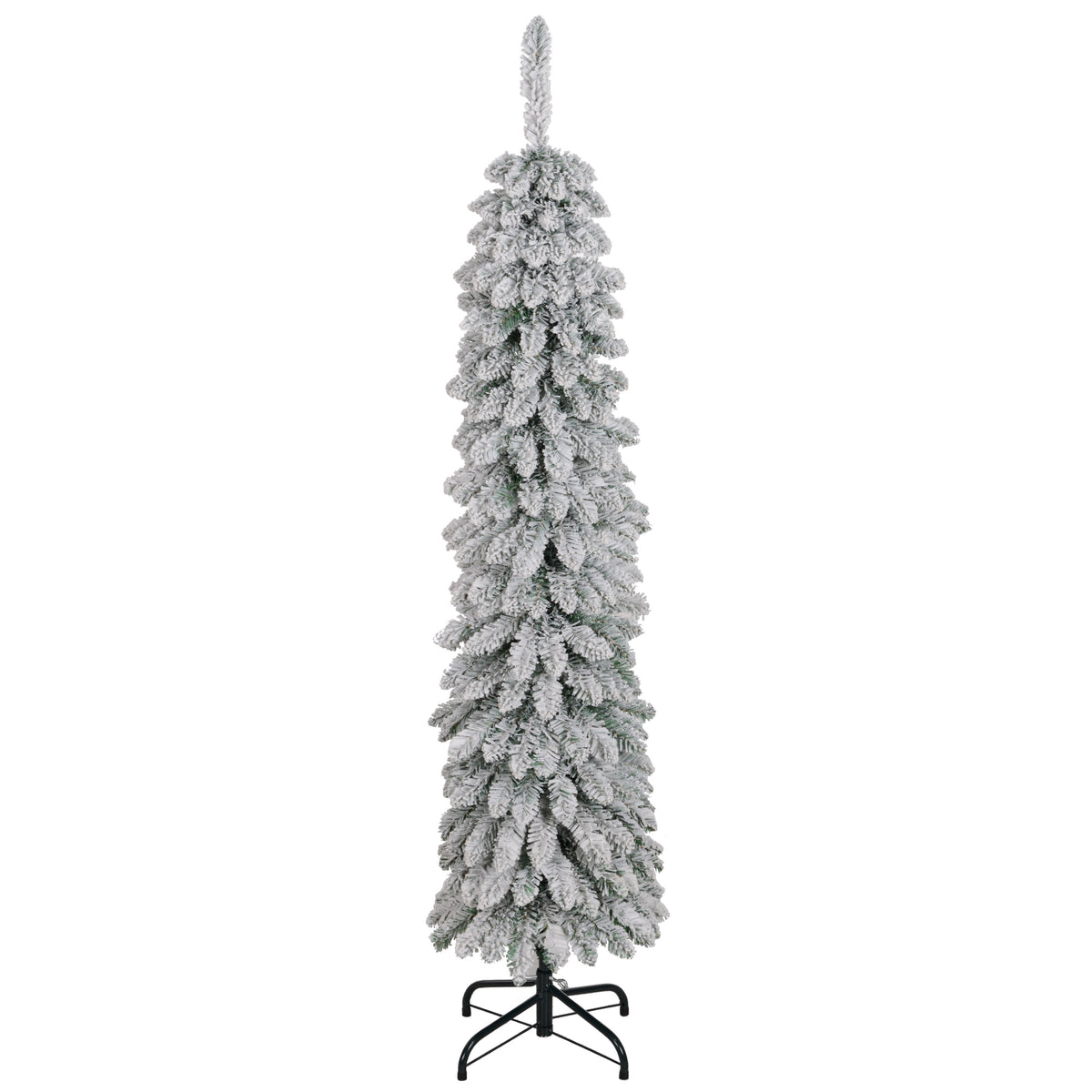 5ft Snow-Flocked Slim Pencil Artificial Christmas Tree-Home Furnishings > Holiday & Seasonal > Christmas Trees > Pencil Christmas Trees-DECOROLALA