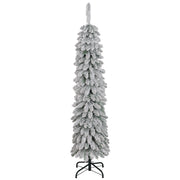 5ft Snow-Flocked Slim Pencil Artificial Christmas Tree-Home Furnishings > Holiday & Seasonal > Christmas Trees > Pencil Christmas Trees-DECOROLALA