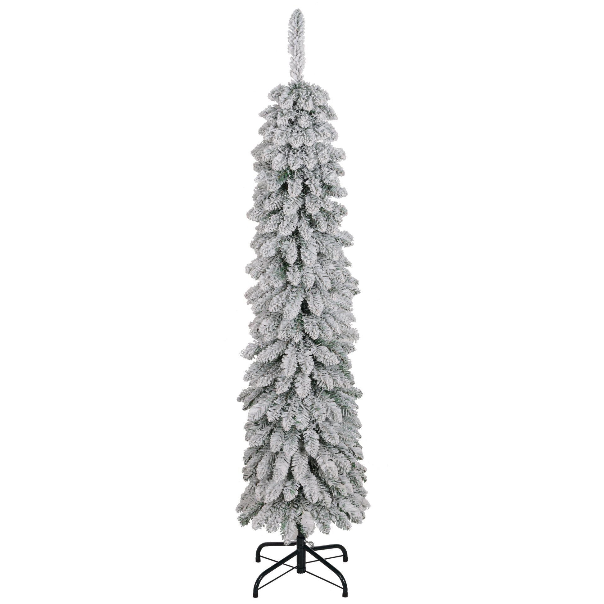 5ft Snow-Flocked Slim Pencil Artificial Christmas Tree-Home Furnishings > Holiday & Seasonal > Christmas Trees > Pencil Christmas Trees-DECOROLALA