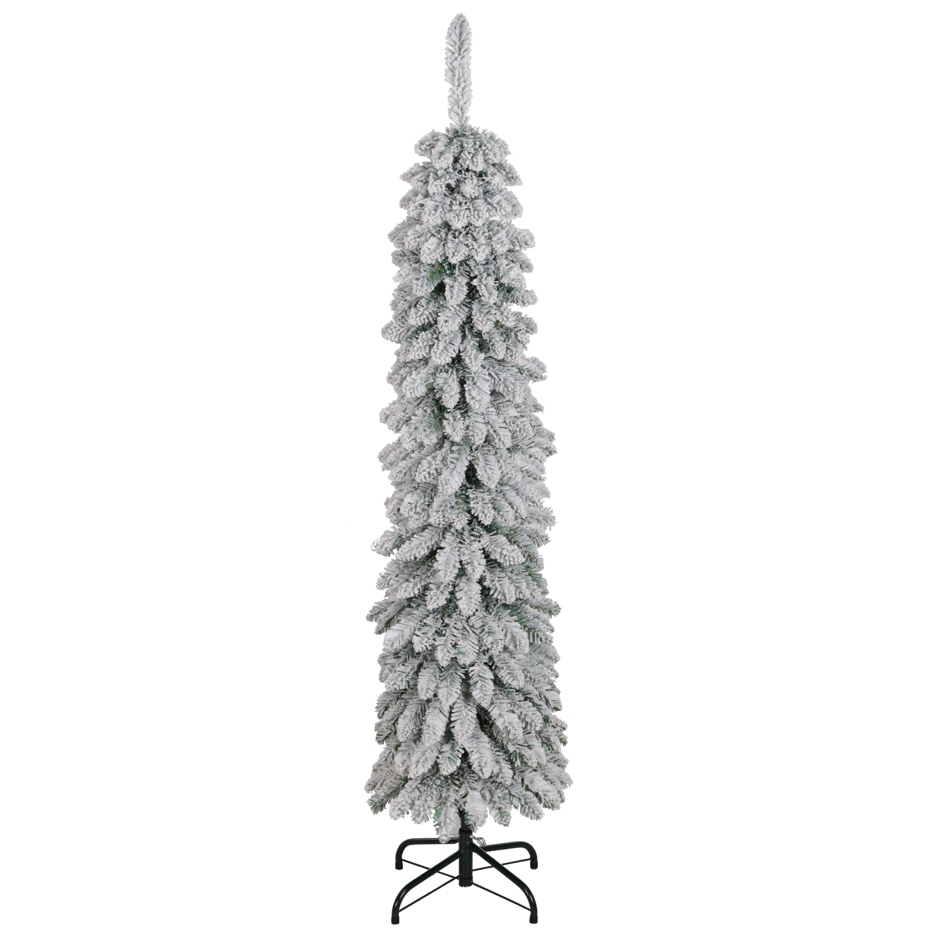 5ft Snow-Flocked Slim Pencil Artificial Christmas Tree-Home Furnishings > Holiday & Seasonal > Christmas Trees > Pencil Christmas Trees-DECOROLALA