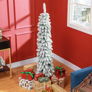 5ft Snow-Flocked Slim Pencil Artificial Christmas Tree-Home Furnishings > Holiday & Seasonal > Christmas Trees > Pencil Christmas Trees-DECOROLALA