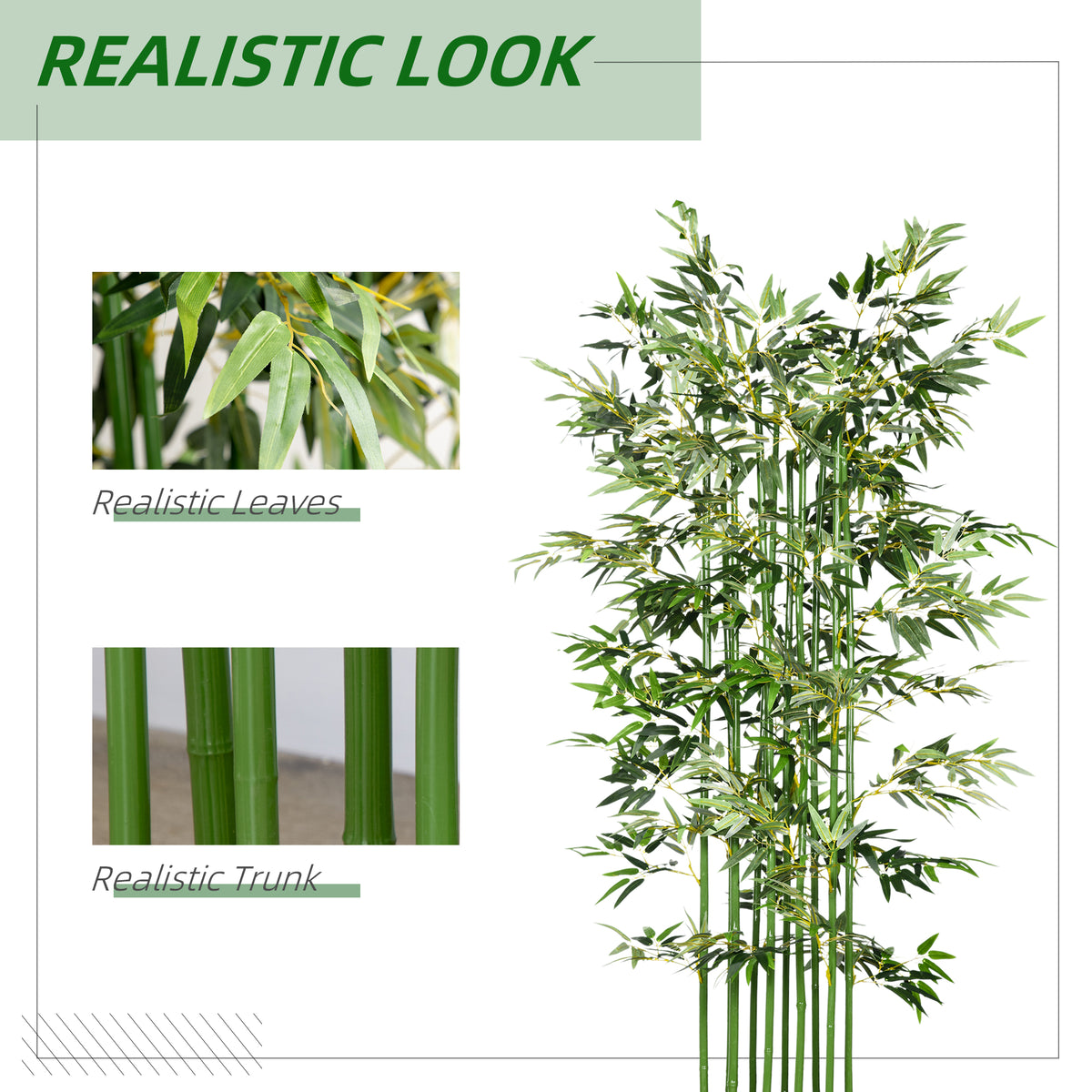 5ft Tall Artificial Bamboo Tree, Decorative Faux Plant with Pine Wood Base for Indoor Home Office Decor-Artificial Trees-DECOROLALA