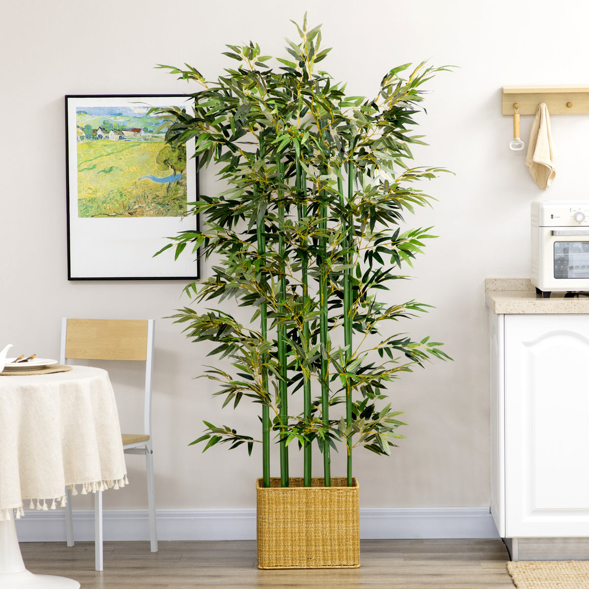 5ft Tall Artificial Bamboo Tree, Decorative Faux Plant with Pine Wood Base for Indoor Home Office Decor-Artificial Trees-DECOROLALA