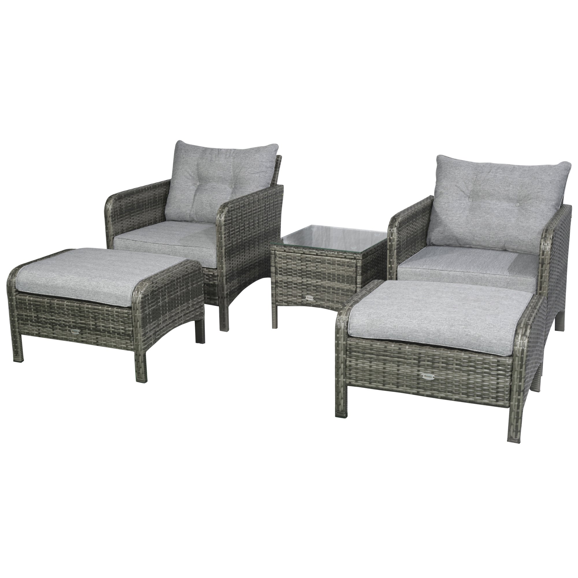 5pc Wicker Patio Set - Light Grey PE Rattan Furniture-DECOROLALA