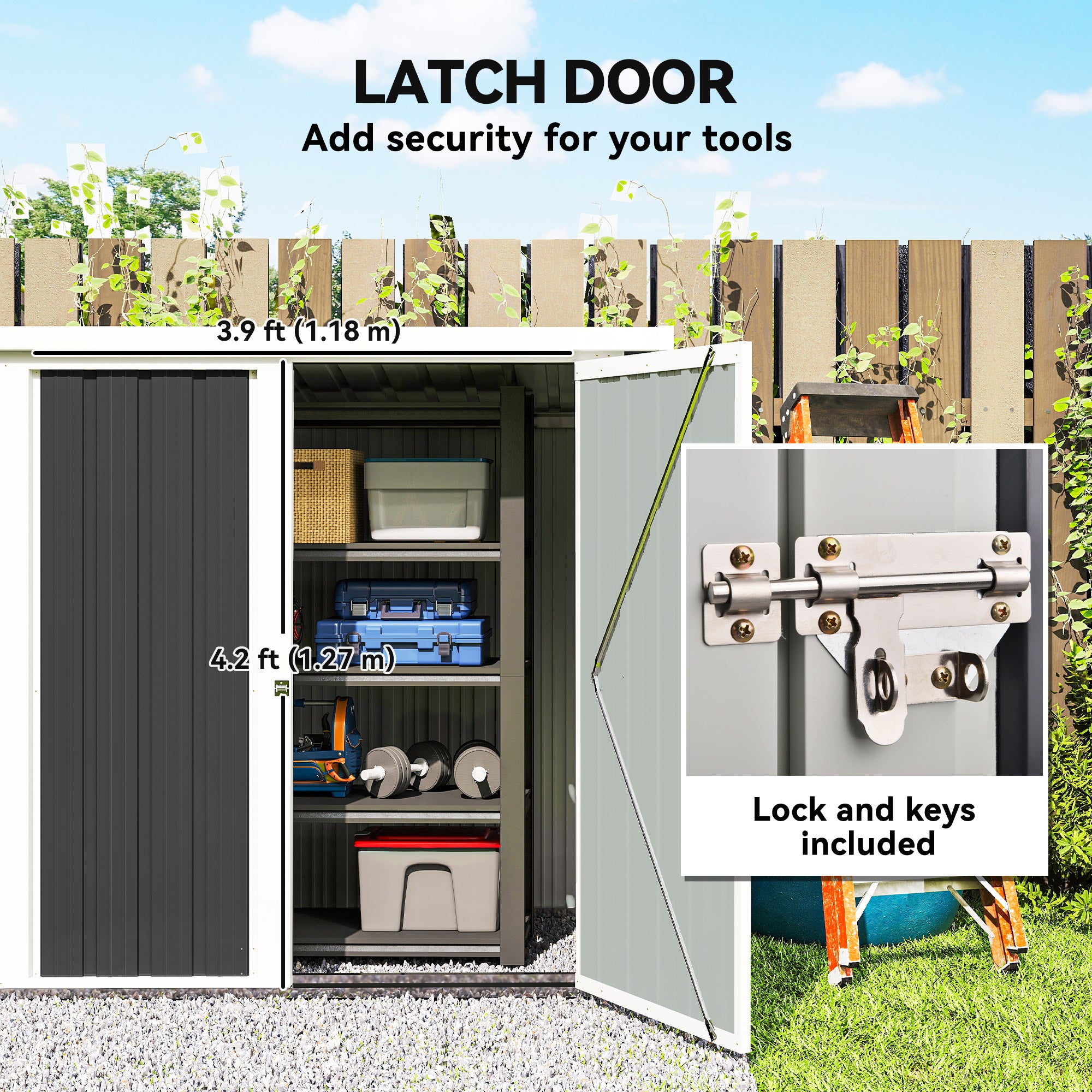 5x3 Metal Garden Storage Shed - Black Galvanized Steel-Patio & Garden > Lawn & Garden > Sheds-DECOROLALA