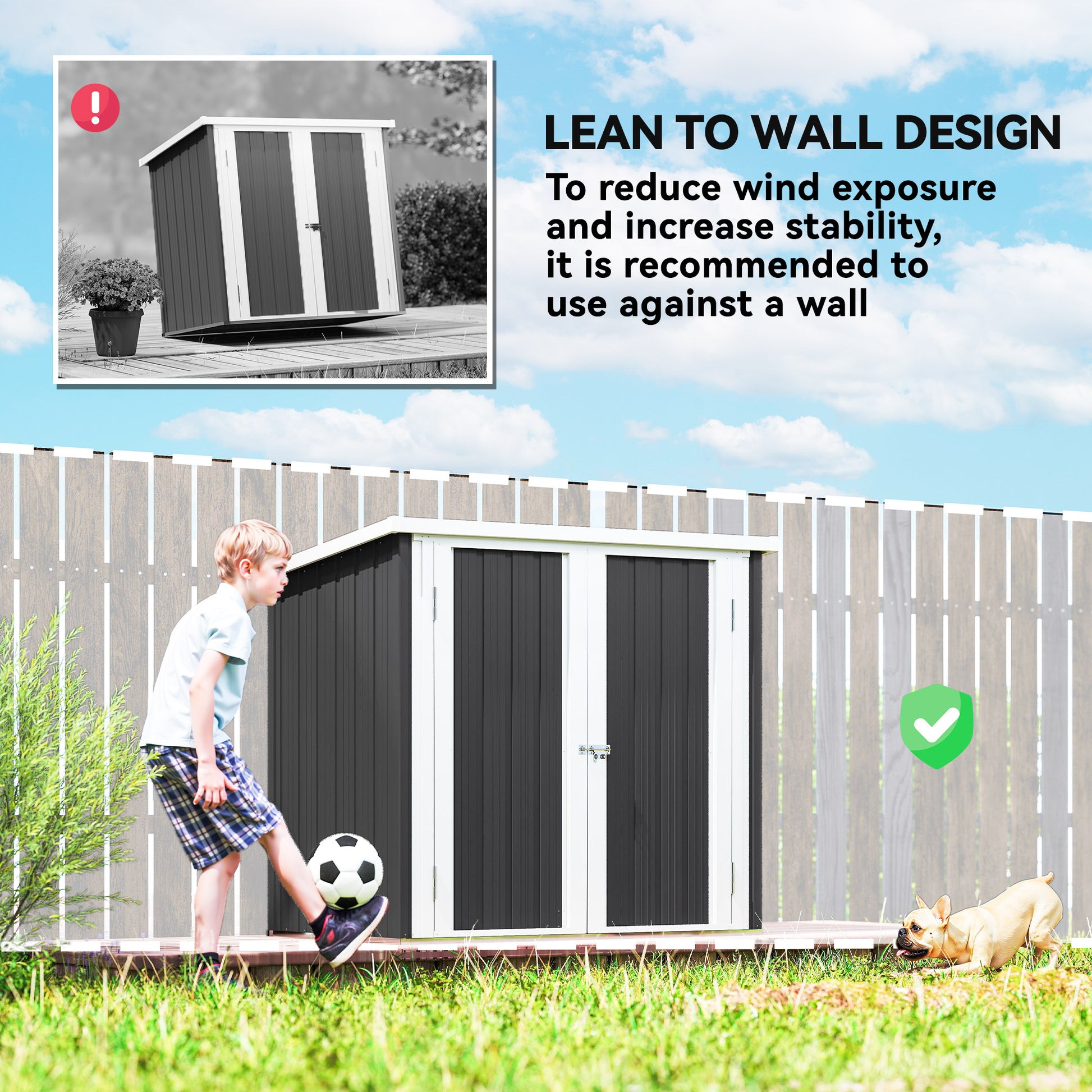 5x3 Metal Garden Storage Shed - Black Galvanized Steel-Patio & Garden > Lawn & Garden > Sheds-DECOROLALA