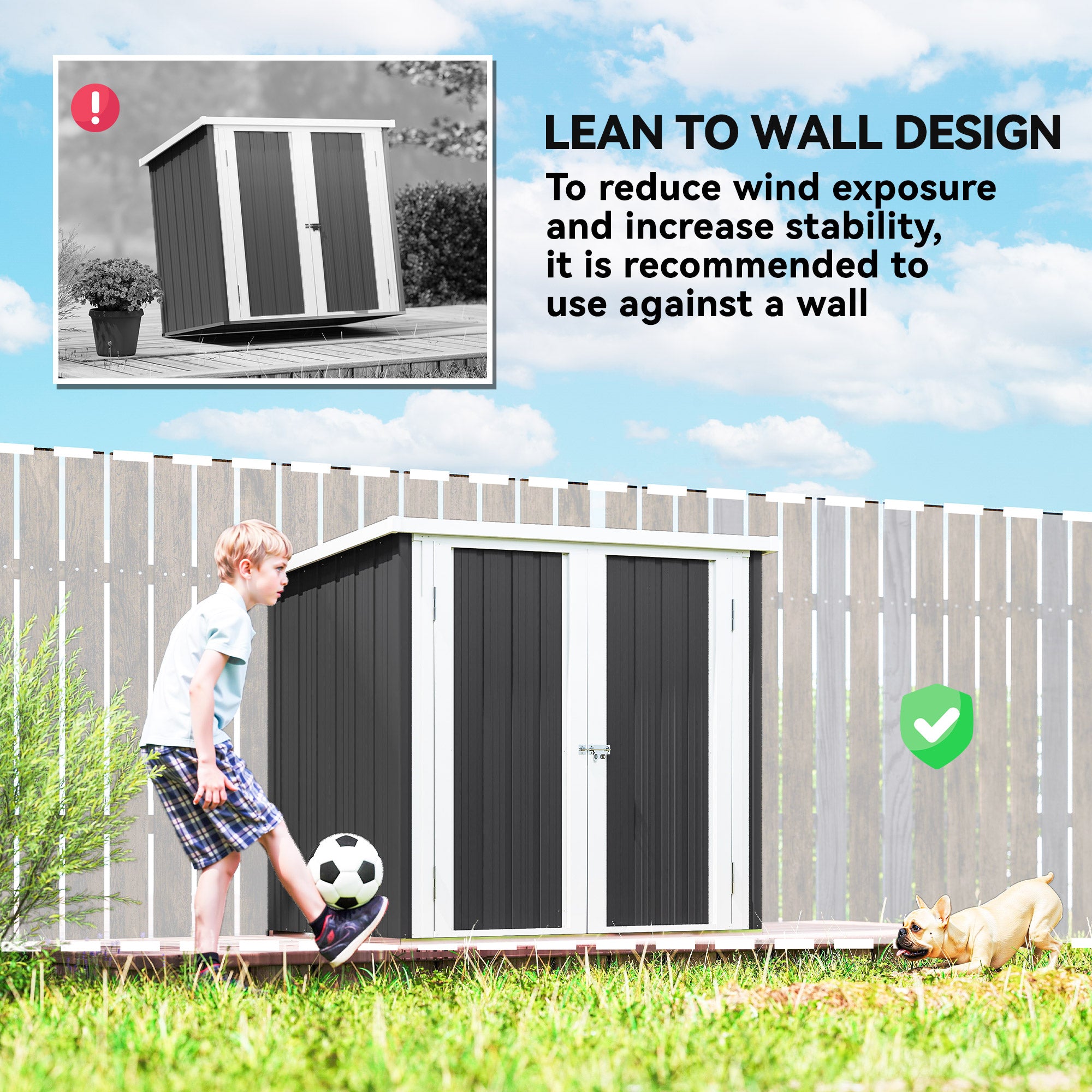 5x3 Metal Garden Storage Shed - Black Galvanized Steel-Patio & Garden > Lawn & Garden > Sheds-DECOROLALA