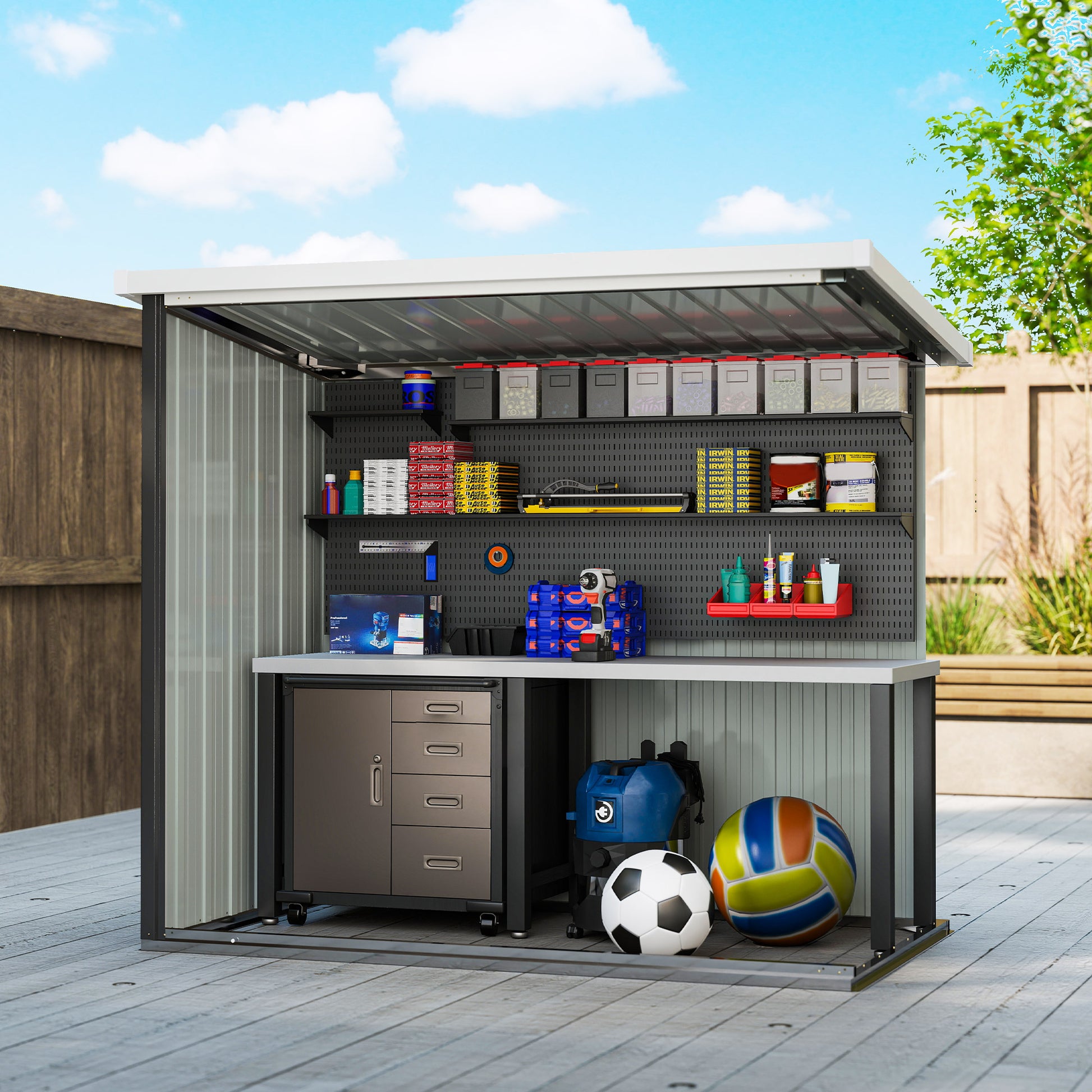 5x3 Metal Garden Storage Shed - Black Galvanized Steel-Patio & Garden > Lawn & Garden > Sheds-DECOROLALA