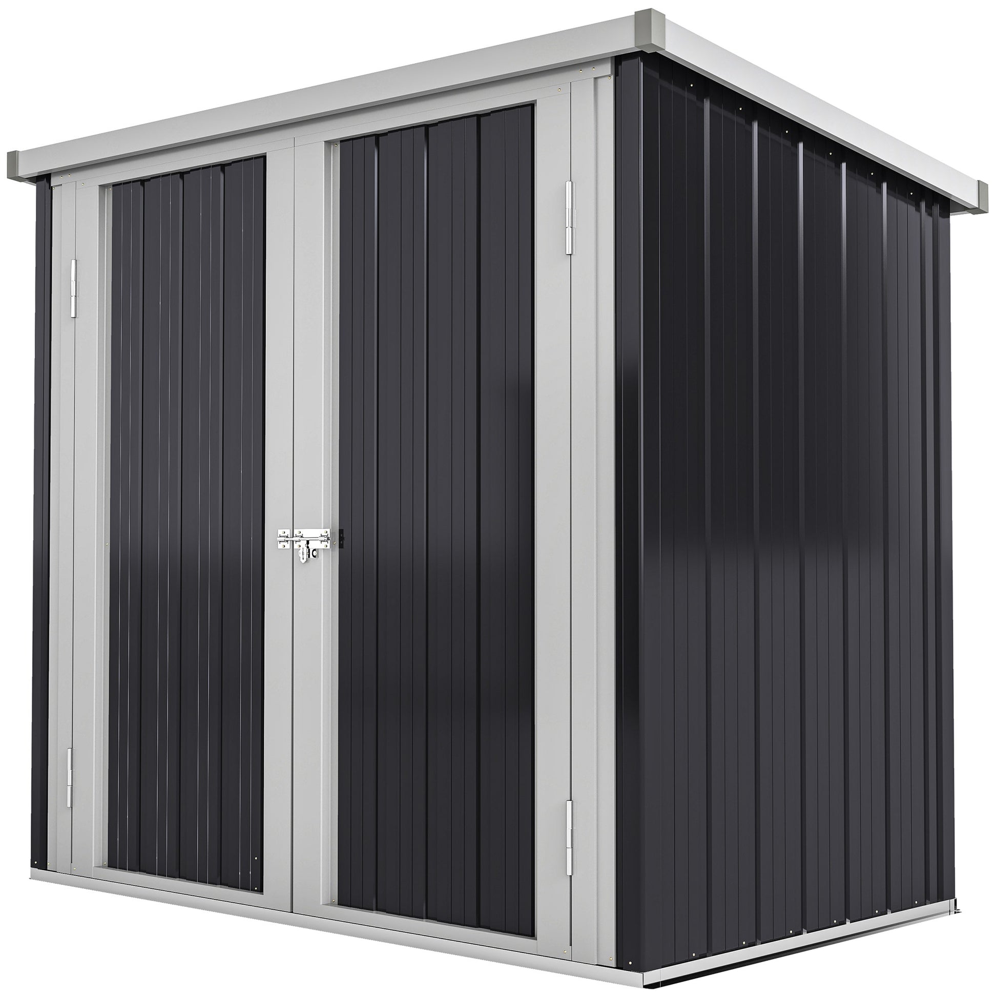 5x3 Metal Garden Storage Shed - Black Galvanized Steel-Patio & Garden > Lawn & Garden > Sheds-DECOROLALA