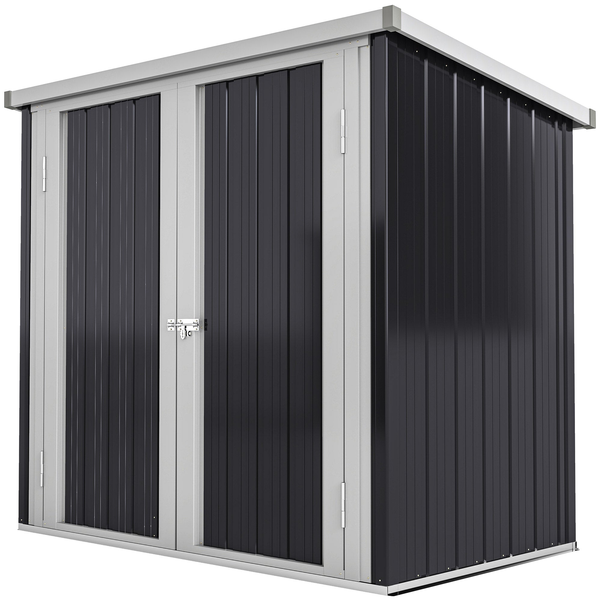5x3 Metal Garden Storage Shed - Black Galvanized Steel-Patio & Garden > Lawn & Garden > Sheds-DECOROLALA